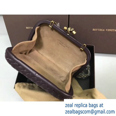 Bottega Veneta Intrecciato Bronze Chain Knot Clutch Bag Dark Purple