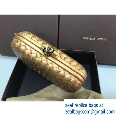 Bottega Veneta Intrecciato Bronze Chain Knot Clutch Bag Gold