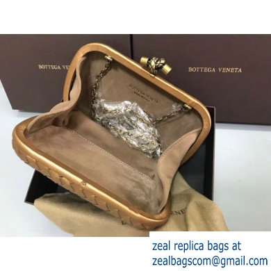 Bottega Veneta Intrecciato Bronze Chain Knot Clutch Bag Gold