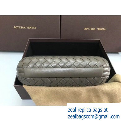 Bottega Veneta Intrecciato Bronze Chain Knot Clutch Bag Gray