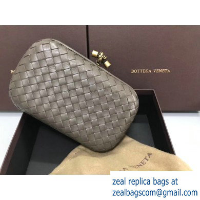 Bottega Veneta Intrecciato Bronze Chain Knot Clutch Bag Gray - Click Image to Close