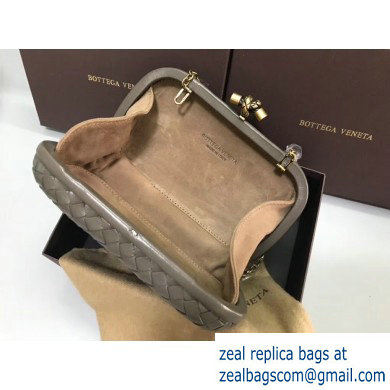 Bottega Veneta Intrecciato Bronze Chain Knot Clutch Bag Gray - Click Image to Close