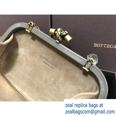 Bottega Veneta Intrecciato Bronze Chain Knot Clutch Bag Gray