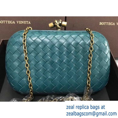 Bottega Veneta Intrecciato Bronze Chain Knot Clutch Bag Green