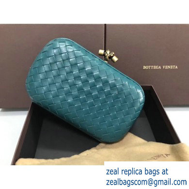 Bottega Veneta Intrecciato Bronze Chain Knot Clutch Bag Green