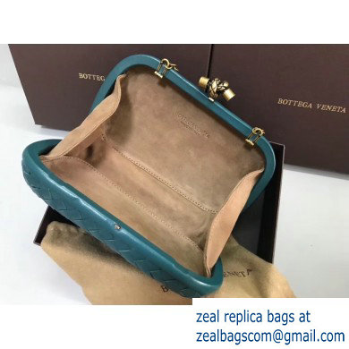 Bottega Veneta Intrecciato Bronze Chain Knot Clutch Bag Green - Click Image to Close