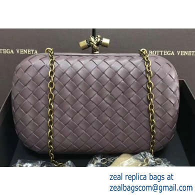 Bottega Veneta Intrecciato Bronze Chain Knot Clutch Bag Lavender