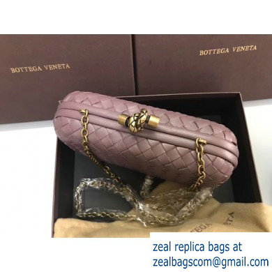 Bottega Veneta Intrecciato Bronze Chain Knot Clutch Bag Lavender