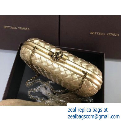 Bottega Veneta Intrecciato Bronze Chain Knot Clutch Bag Light Gold - Click Image to Close