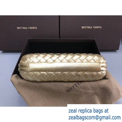 Bottega Veneta Intrecciato Bronze Chain Knot Clutch Bag Light Gold