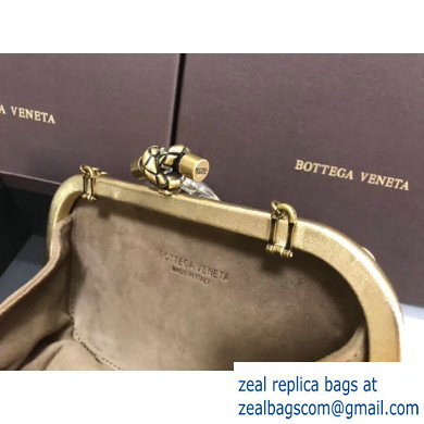 Bottega Veneta Intrecciato Bronze Chain Knot Clutch Bag Light Gold