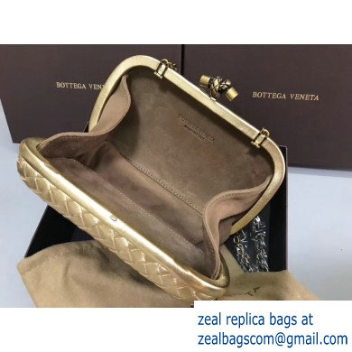 Bottega Veneta Intrecciato Bronze Chain Knot Clutch Bag Light Gold - Click Image to Close