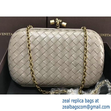 Bottega Veneta Intrecciato Bronze Chain Knot Clutch Bag Light Gray - Click Image to Close