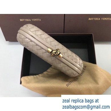 Bottega Veneta Intrecciato Bronze Chain Knot Clutch Bag Light Gray - Click Image to Close