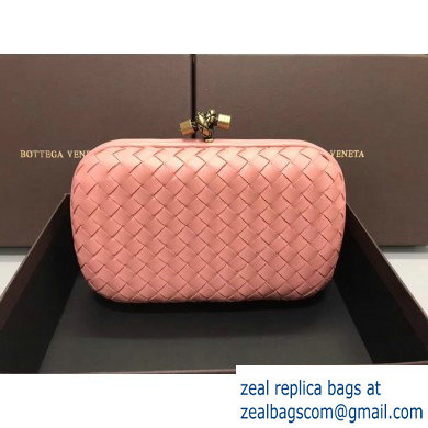 Bottega Veneta Intrecciato Bronze Chain Knot Clutch Bag Pink