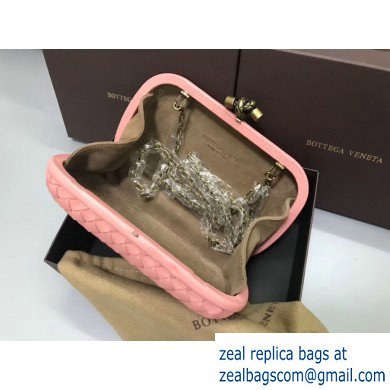 Bottega Veneta Intrecciato Bronze Chain Knot Clutch Bag Pink - Click Image to Close