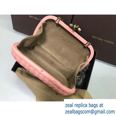 Bottega Veneta Intrecciato Bronze Chain Knot Clutch Bag Pink