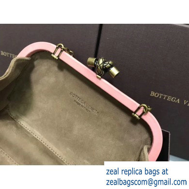 Bottega Veneta Intrecciato Bronze Chain Knot Clutch Bag Pink