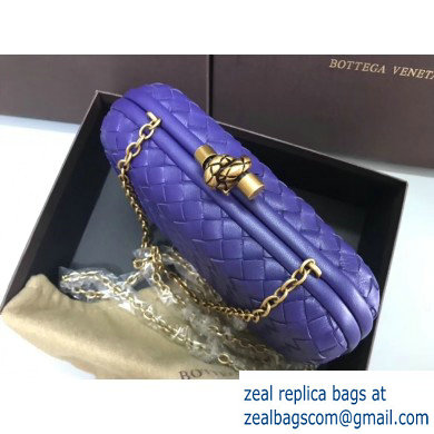 Bottega Veneta Intrecciato Bronze Chain Knot Clutch Bag Purple