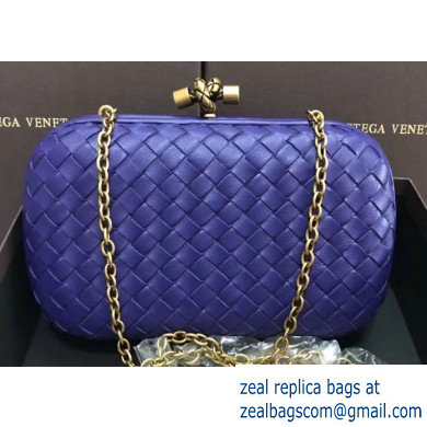 Bottega Veneta Intrecciato Bronze Chain Knot Clutch Bag Purple