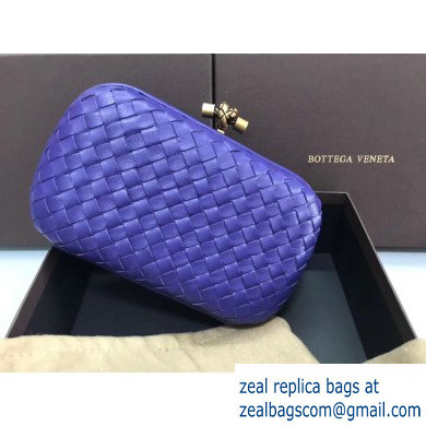 Bottega Veneta Intrecciato Bronze Chain Knot Clutch Bag Purple