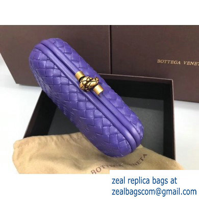 Bottega Veneta Intrecciato Bronze Chain Knot Clutch Bag Purple