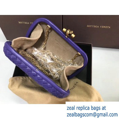 Bottega Veneta Intrecciato Bronze Chain Knot Clutch Bag Purple