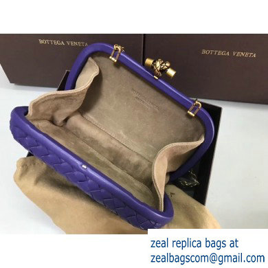 Bottega Veneta Intrecciato Bronze Chain Knot Clutch Bag Purple