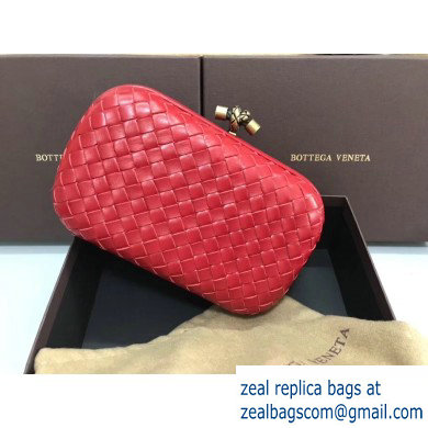 Bottega Veneta Intrecciato Bronze Chain Knot Clutch Bag Red - Click Image to Close