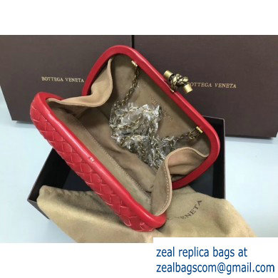 Bottega Veneta Intrecciato Bronze Chain Knot Clutch Bag Red - Click Image to Close