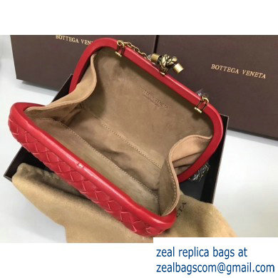 Bottega Veneta Intrecciato Bronze Chain Knot Clutch Bag Red