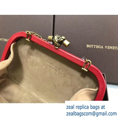 Bottega Veneta Intrecciato Bronze Chain Knot Clutch Bag Red