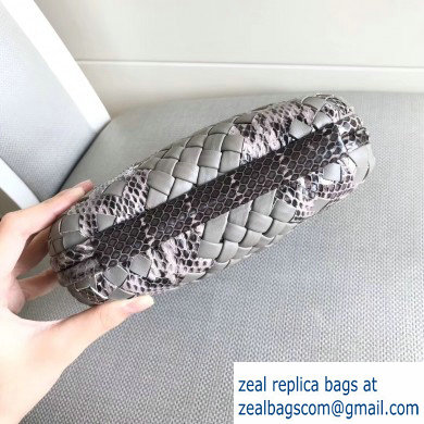 Bottega Veneta Intrecciato Chain Knot Clutch Bag Python Gray - Click Image to Close