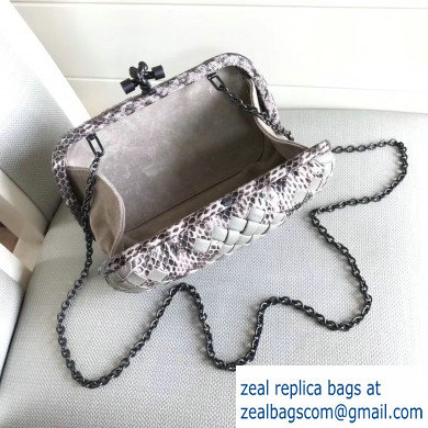 Bottega Veneta Intrecciato Chain Knot Clutch Bag Python Gray