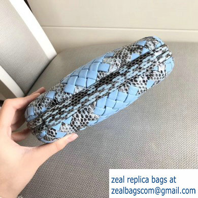 Bottega Veneta Intrecciato Chain Knot Clutch Bag Python Sky Blue - Click Image to Close