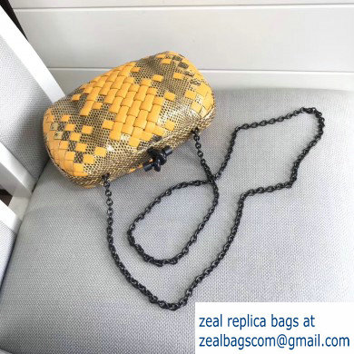 Bottega Veneta Intrecciato Chain Knot Clutch Bag Python Yellow