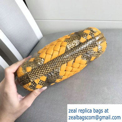 Bottega Veneta Intrecciato Chain Knot Clutch Bag Python Yellow - Click Image to Close