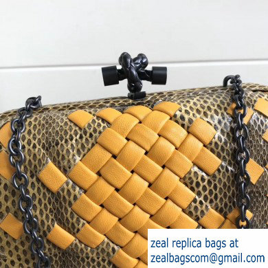 Bottega Veneta Intrecciato Chain Knot Clutch Bag Python Yellow - Click Image to Close