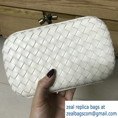 Bottega Veneta Intrecciato Chain Knot Clutch White/BRONZE CHAIN 2019 - Click Image to Close