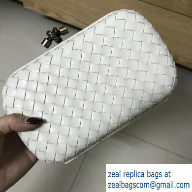 Bottega Veneta Intrecciato Chain Knot Clutch White/BRONZE CHAIN 2019