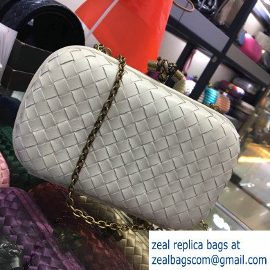 Bottega Veneta Intrecciato Chain Knot Clutch White/BRONZE CHAIN 2019