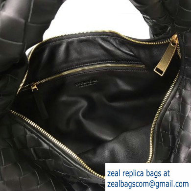 Bottega Veneta Knotted Handle Medium BV Jodie Hobo Bag in Woven Leather Black 2020 - Click Image to Close