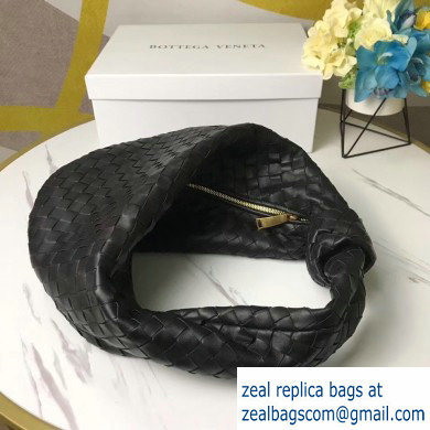 Bottega Veneta Knotted Handle Medium BV Jodie Hobo Bag in Woven Leather Black 2020 - Click Image to Close