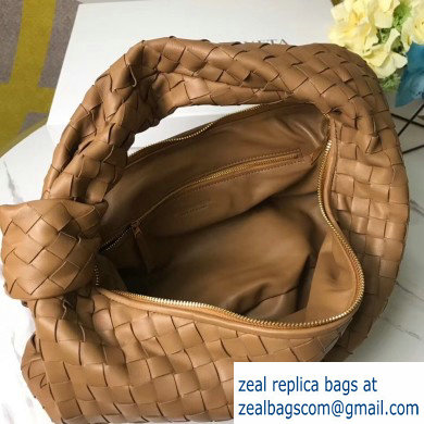 Bottega Veneta Knotted Handle Medium BV Jodie Hobo Bag in Woven Leather Brown 2020