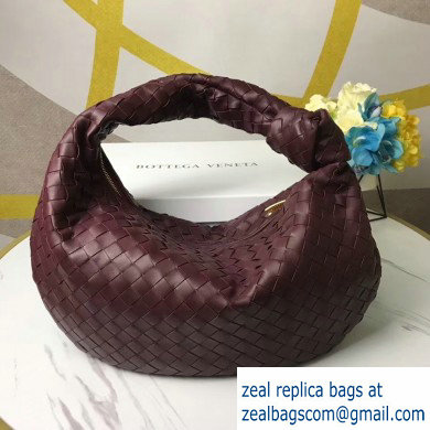 Bottega Veneta Knotted Handle Medium BV Jodie Hobo Bag in Woven Leather Burgundy 2020 - Click Image to Close