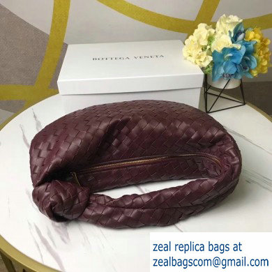 Bottega Veneta Knotted Handle Medium BV Jodie Hobo Bag in Woven Leather Burgundy 2020 - Click Image to Close