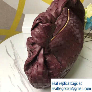 Bottega Veneta Knotted Handle Medium BV Jodie Hobo Bag in Woven Leather Burgundy 2020 - Click Image to Close