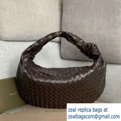 Bottega Veneta Knotted Handle Medium BV Jodie Hobo Bag in Woven Leather Coffee 2020