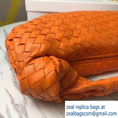 Bottega Veneta Knotted Handle Medium BV Jodie Hobo Bag in Woven Leather Orange 2020