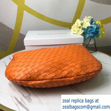 Bottega Veneta Knotted Handle Medium BV Jodie Hobo Bag in Woven Leather Orange 2020